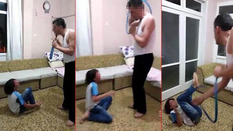 Suriyeli babadan, oğluna hortumlu işkence