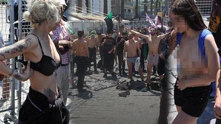 İzmirde 1 Mayıs protestosu: Soyundular