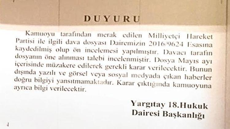 Yargıtay kapıdan duyurdu