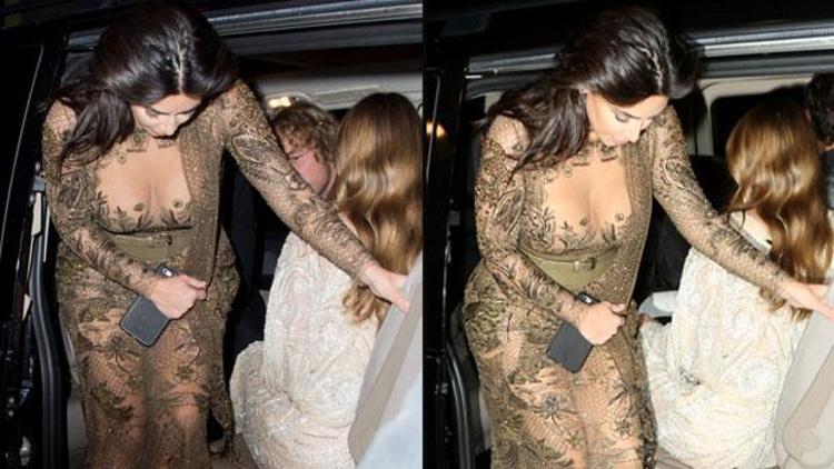 Kim Kardashian transparan elbisesiyle ilgi odağı oldu