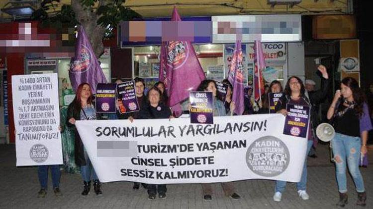 Eskişehir’de kadınlar Metro Turizm önünde cinsel tacizi protesto etti