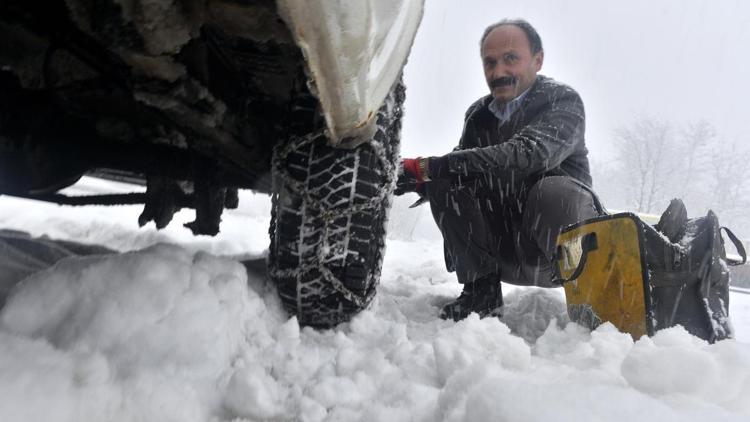 Bolu Dağında zincir uygulaması