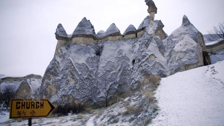Kapadokya’da kar yağışı