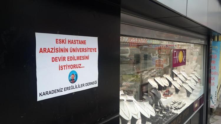 Ereğlide esnaftan pankartlı destek