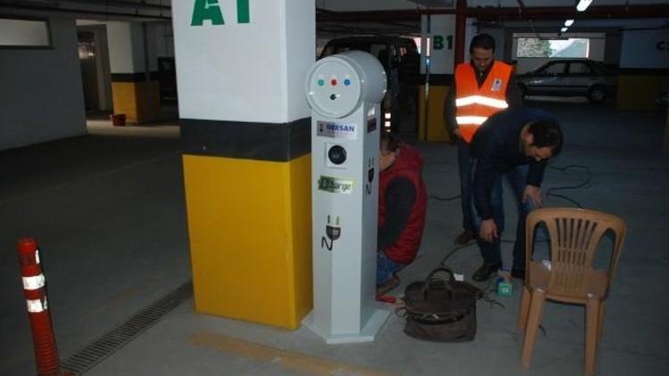 Çaycuma Araç Otoparkına Elektrikli Şarj Ünitesi Konuldu