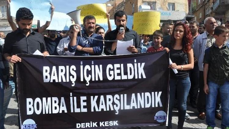 Derik’te KESK Bileşenleri Ankara’daki Patlamayı Protesto Etti