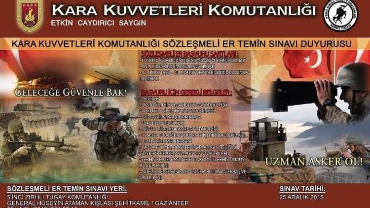 Gaziantep Sözleşmeli Er Sınavı 25 Aralık’ta Yapılacak