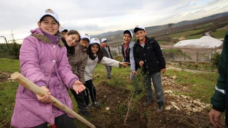 Minik TEMA Gönüllüleri İZAYDAŞ’ta Fidan Dikti