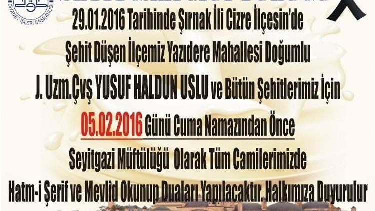 Seyitgazi’deki Bütün Camilerde Cuma Günü Şehitler İçin Özel Program Düzenlenecek