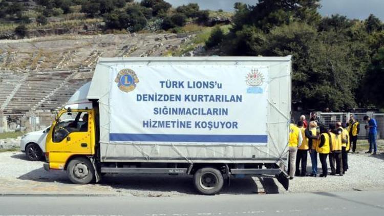 Lionsların mülteciler için hazırladığı çantalar Bodrumda