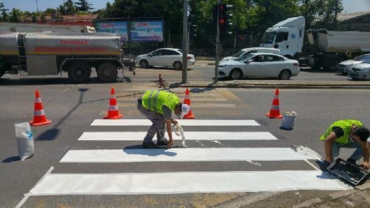 Tekirdağ’da trafik işaret çalışmaları sürüyor