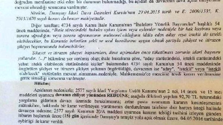 45 milyon liralık ihaleyi yargıya taşıyan CHPnin başvurusu kabul edilmedi