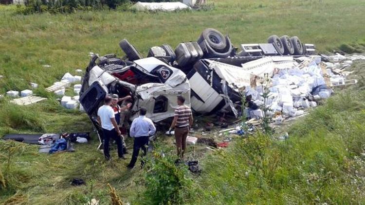 Erzincanda şarampole devrilen TIRın sürücüsü öldü