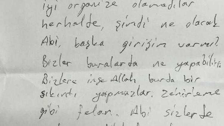 Gülenin yeğenine yazılan nottaki zehirlenme korkusu