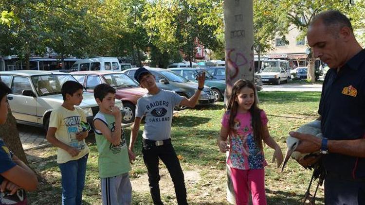 Hayvansever çocuklar leylek kurtardı