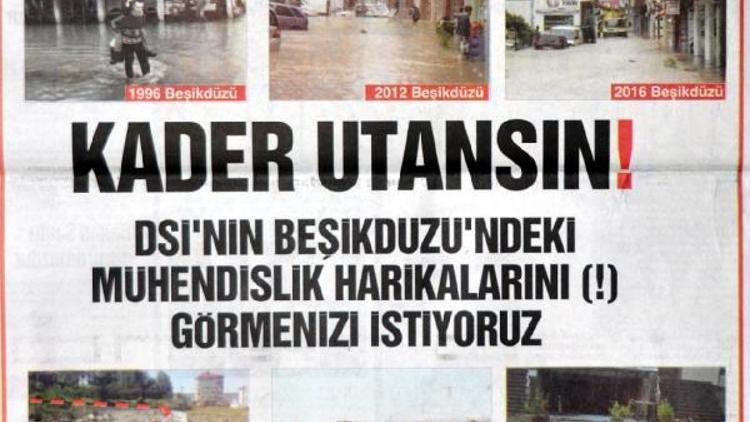 Beşikdüzü esnafından Bakan Eroğlu’na gazete ilanıyla tepki