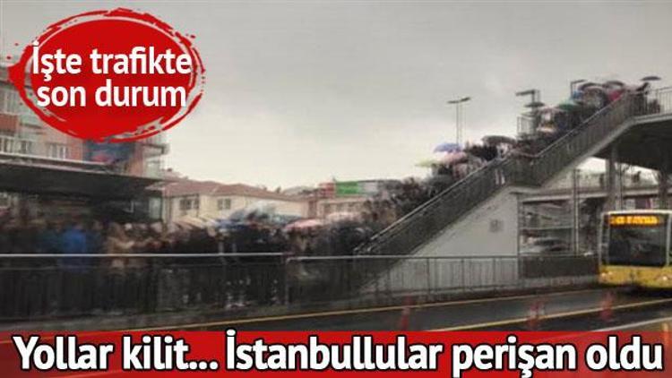 Yağmur şoku Sabah trafiği felç oldu