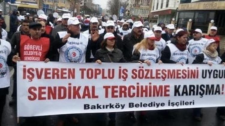 Greve çıkan işçiler Bakırköy Belediyesi önünde eylem yaptı