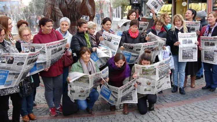 Edirne’de CHPli gençlerden Cumhuriyet Gazetesi protestosu