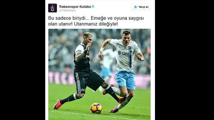 Trabzonspordan olay tweet Utanmanız dileğiyle