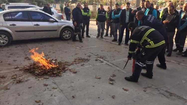 Kuru yaprakla yangın tatbikatı