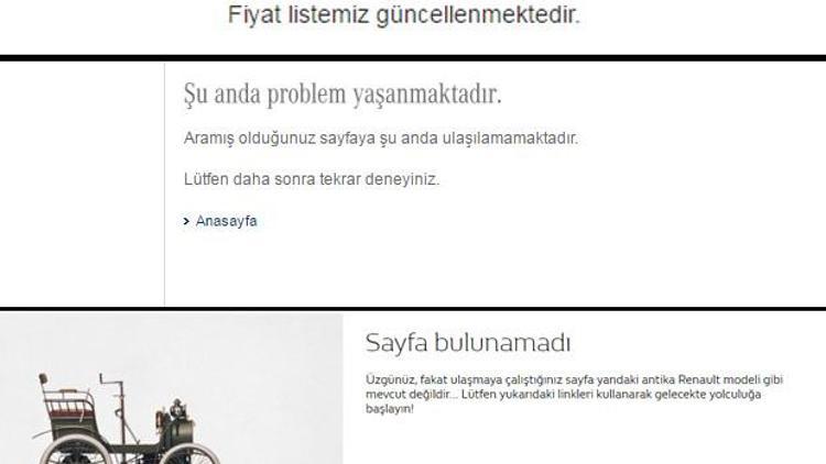 Otomobil firmalarının fiyat listeleri error verdi