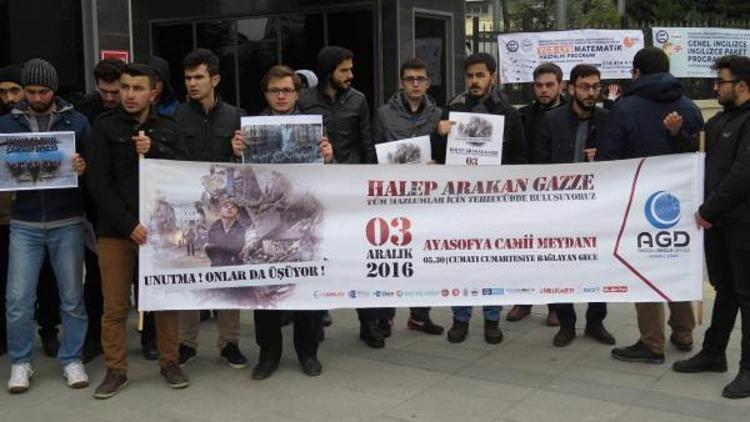 Marmara Üniversitesi Yerleşkesi önünde Halep protestosu