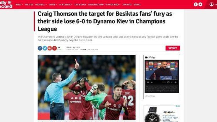 Beşiktaşı yıkan hakem Craig Thomson, İskoç basınında da eleştirildi