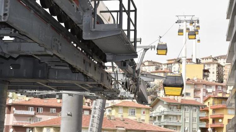 Teleferik hatında bakım çalışması