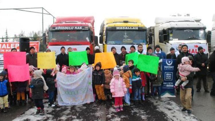 Halepe yardım TIRları uğurlandı