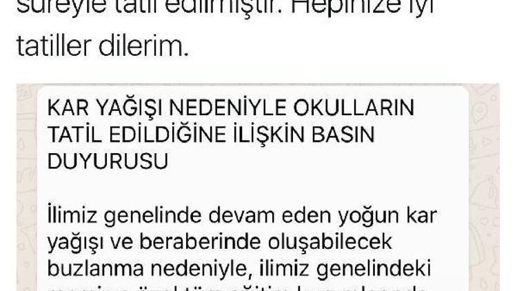 Ankarada kar yağışı nedeniyle eğitim ve öğretime 1 günlüğüne ara verildi