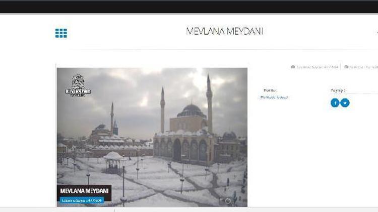 Konya’daki kar manzarası şehir kameralarıyla izleniyor