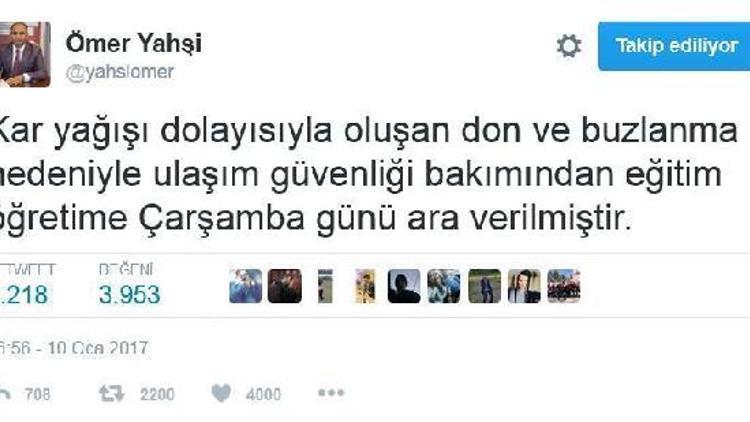 İl Milli Eğitim Müdürünün tatil tweetine yorum yağdı