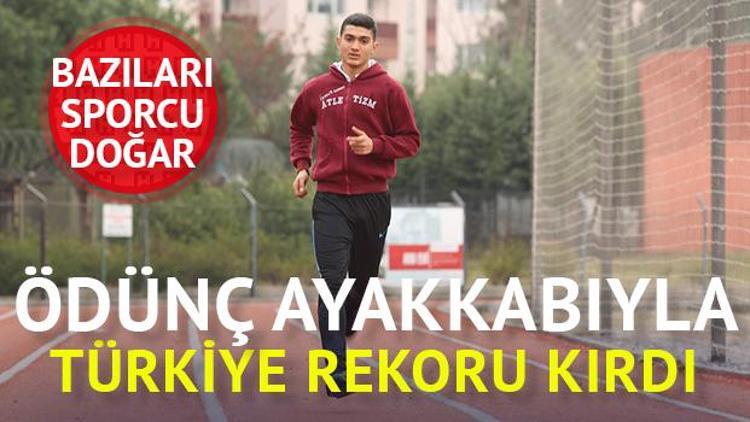 Ödünç ayakkabıyla Türkiye rekoru