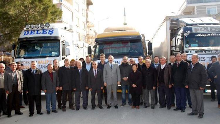 Yardım TIRları dualarla Gördesten Halepe uğurlandı