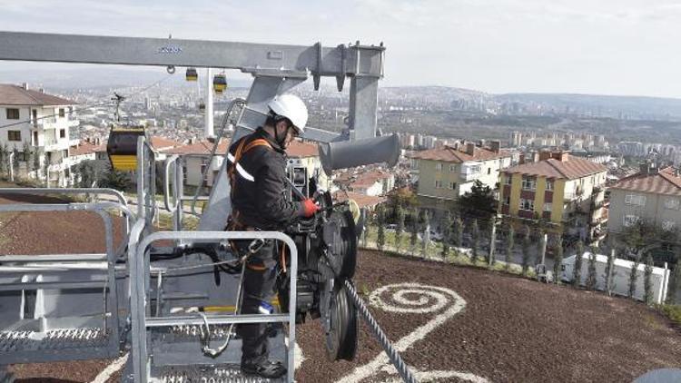 Teleferik hattında bakım çalışması