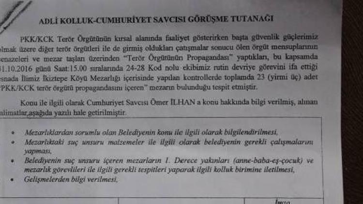 Batmanda PKK ve YPGlilere ait 23 mezar taşı için yıkım kararı
