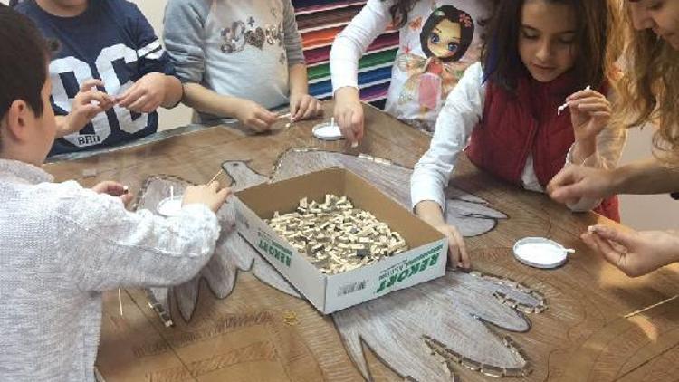 Çanakkalede çocuklar mozaik sanatını öğrendi