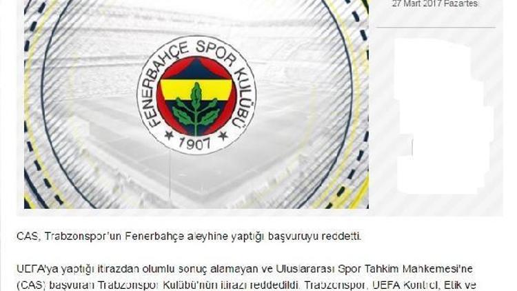 CAS, Trabzonsporun itirazını reddetti