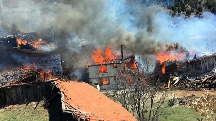 lgazın 45 haneli Serçeler Köyünde 25 ev yandı/ Ek Fotoğraflar