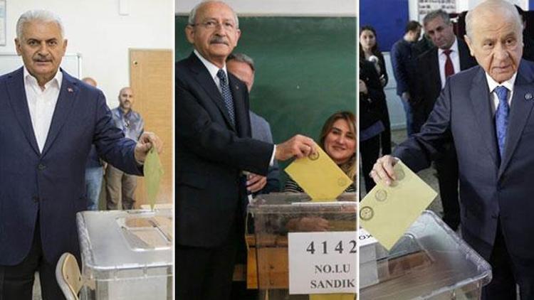 Başbakan Yıldırım, Kılıçdaroğlu ve Bahçeli oylarını kullandı