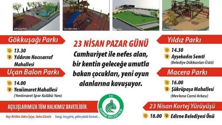 Edirneye 4 yeni çocuk parkı