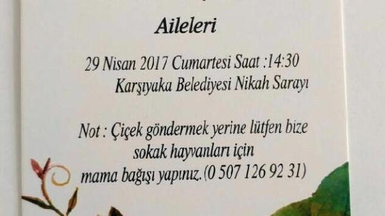 Nikahlarına çiçek yerine mama gönderilmesini istediler