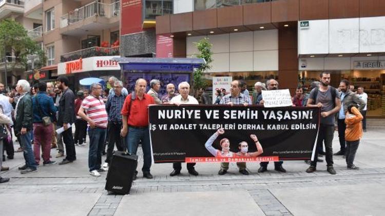 Açlık grevindeki Nuriye Gülmen ve Semih Özakçaya destek eylemi