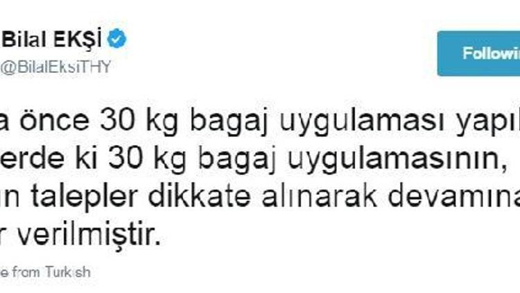 THY tepki gören uygulamayı iptal etti