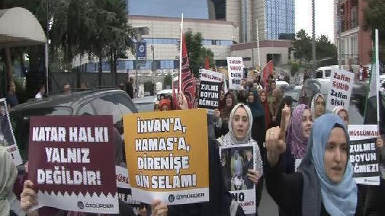 Suudi Arabistan Başkonsolosluğu önünde Katar protestosu