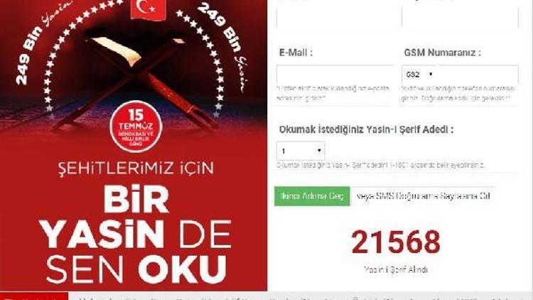 İzmitte 249 şehit için 249 bin Yasin etkinliği