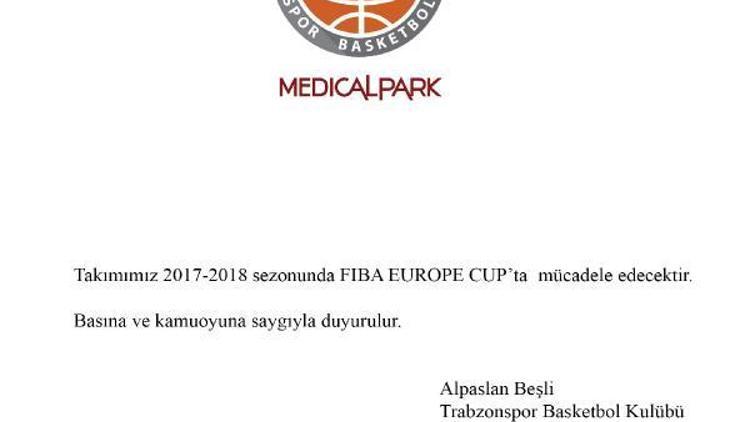 Trabzonspor Medical Park, FIBA Europe Cup’ta mücadele edecek