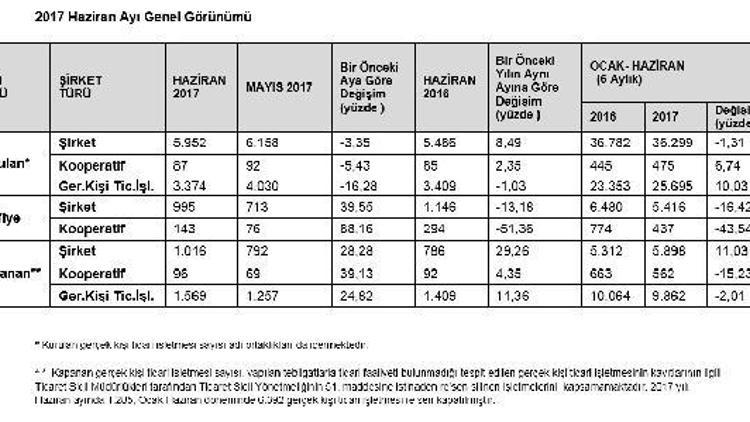 Haziran’da 9 bin 413 şirket kuruldu