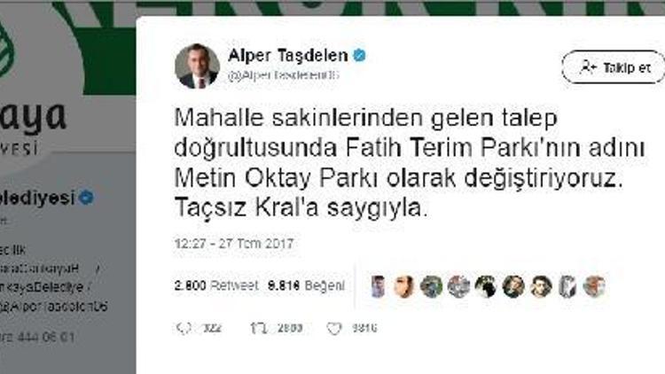 Fatih Terim Parkı, Metin Oktay Parkı oluyor